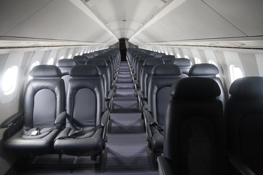 British Airways Concorde interior with 4-abreast seating